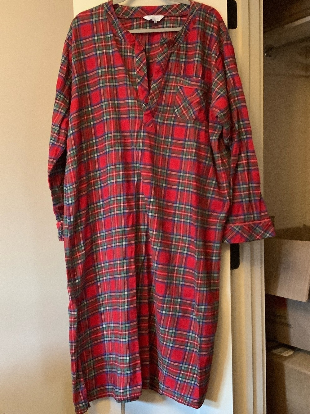 Pajamagram His Men's Red Plaid Nightgown - Classic Comfort Sleep Shirt